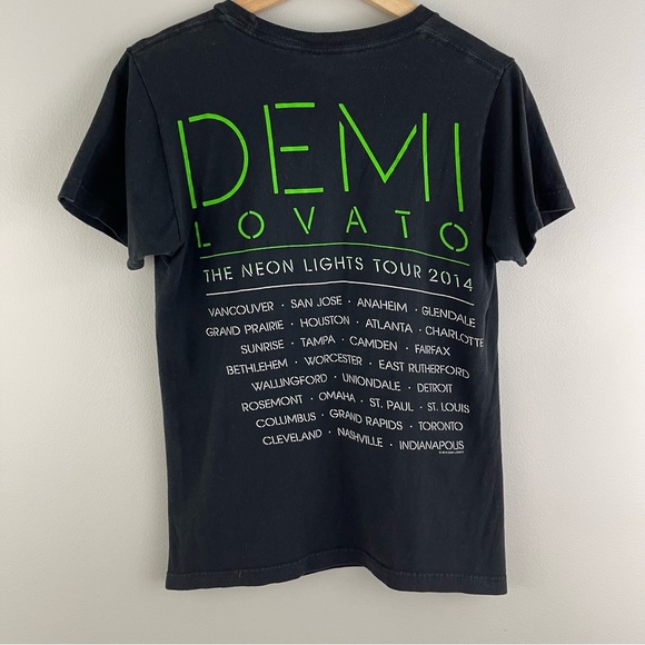 DEMI LOVATO Black Multicolor Black Light 2014 Neon Lights Tour Graphic Band Tee - Picture 7 of 10